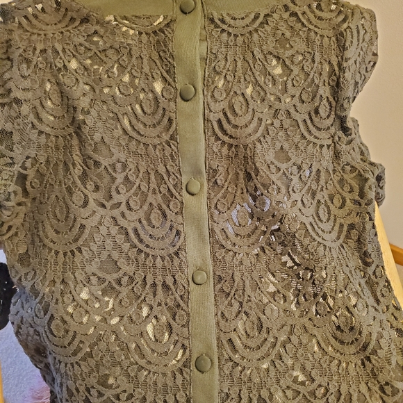 Banana Republic Olive Green Lace top - Picture 5 of 5